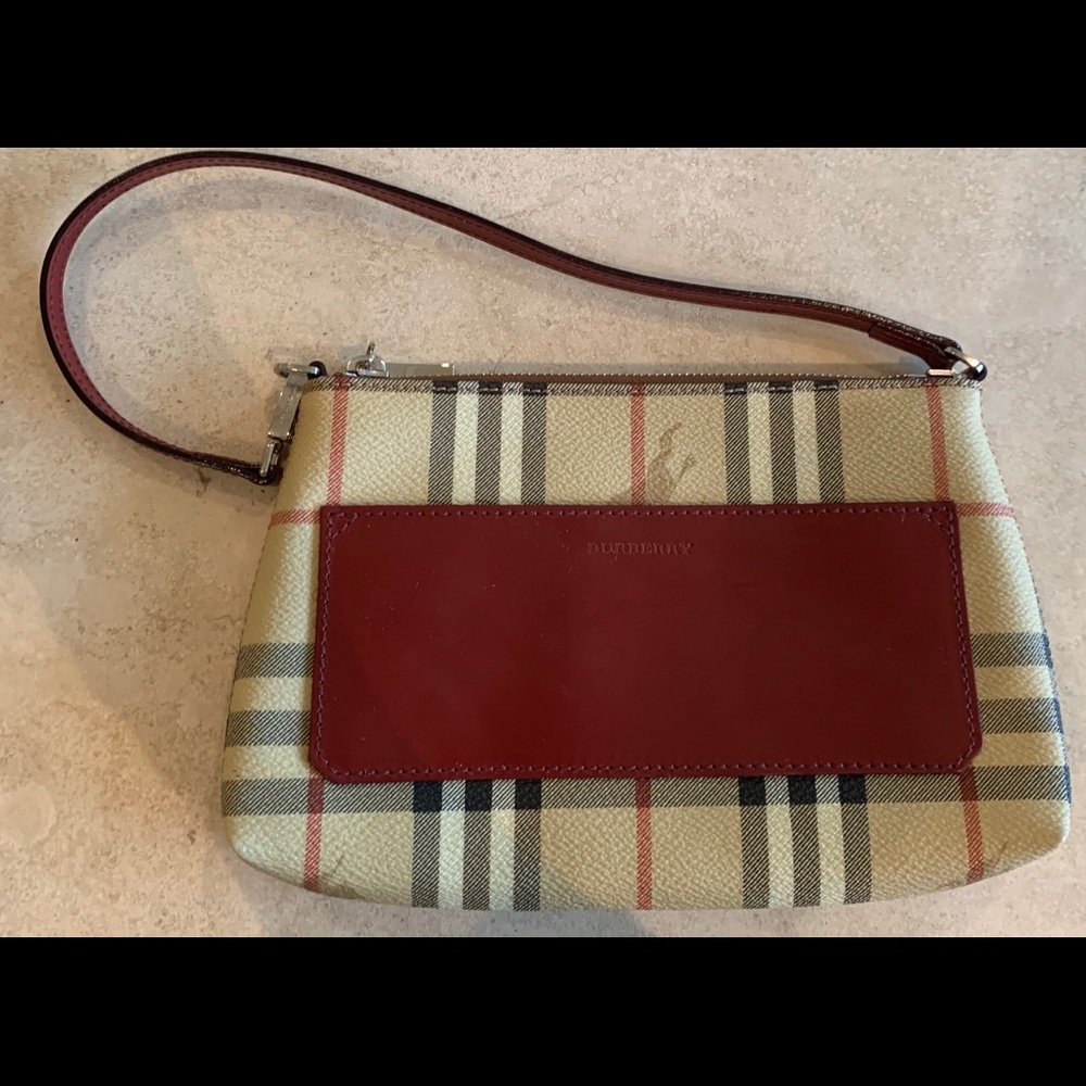 Burberry Nova Check Bag with Red Trim.